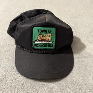 Vintage Town of Richmond Hill Black Hat KP Caps Canada Snapback Rope Patch